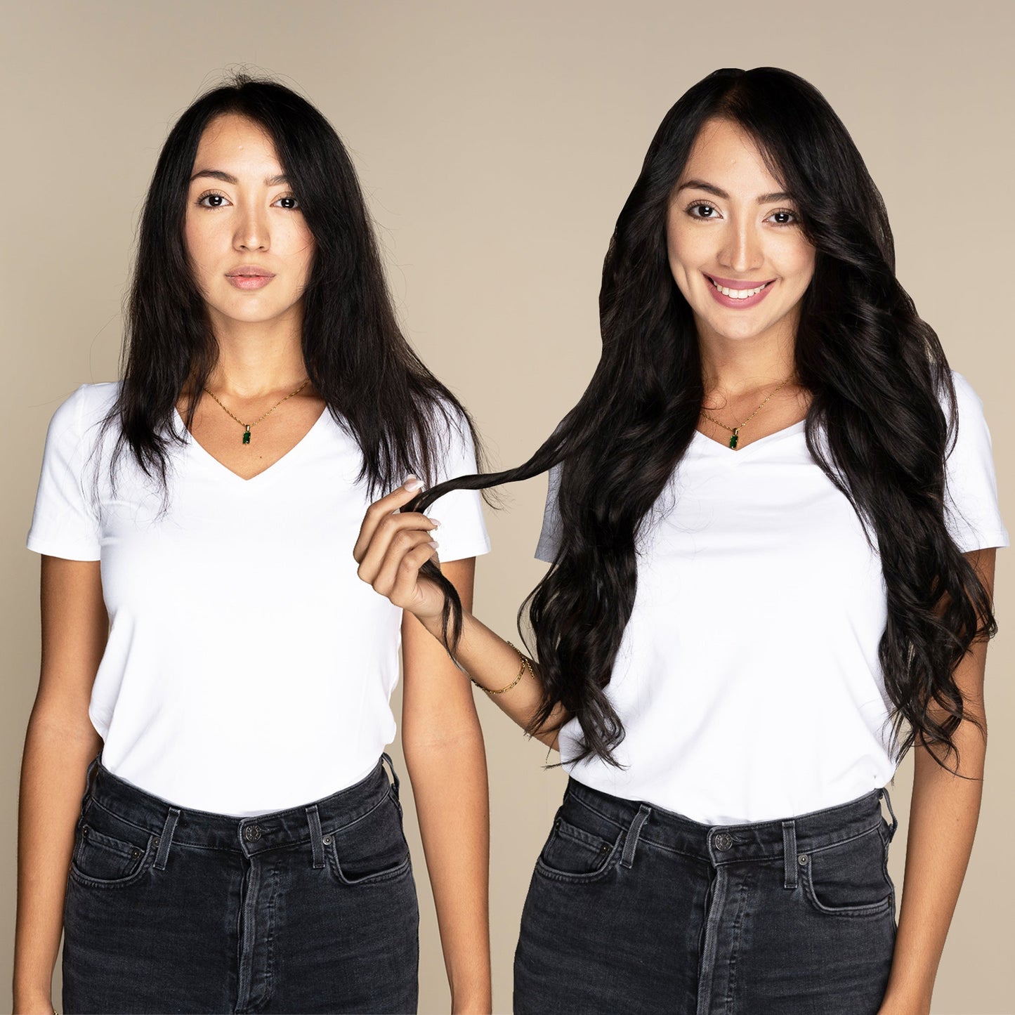 The Audrey - #1B Midnight (aka Off Black) 22" Seamless Clip-In Hair Extensions (Volume Bundle)