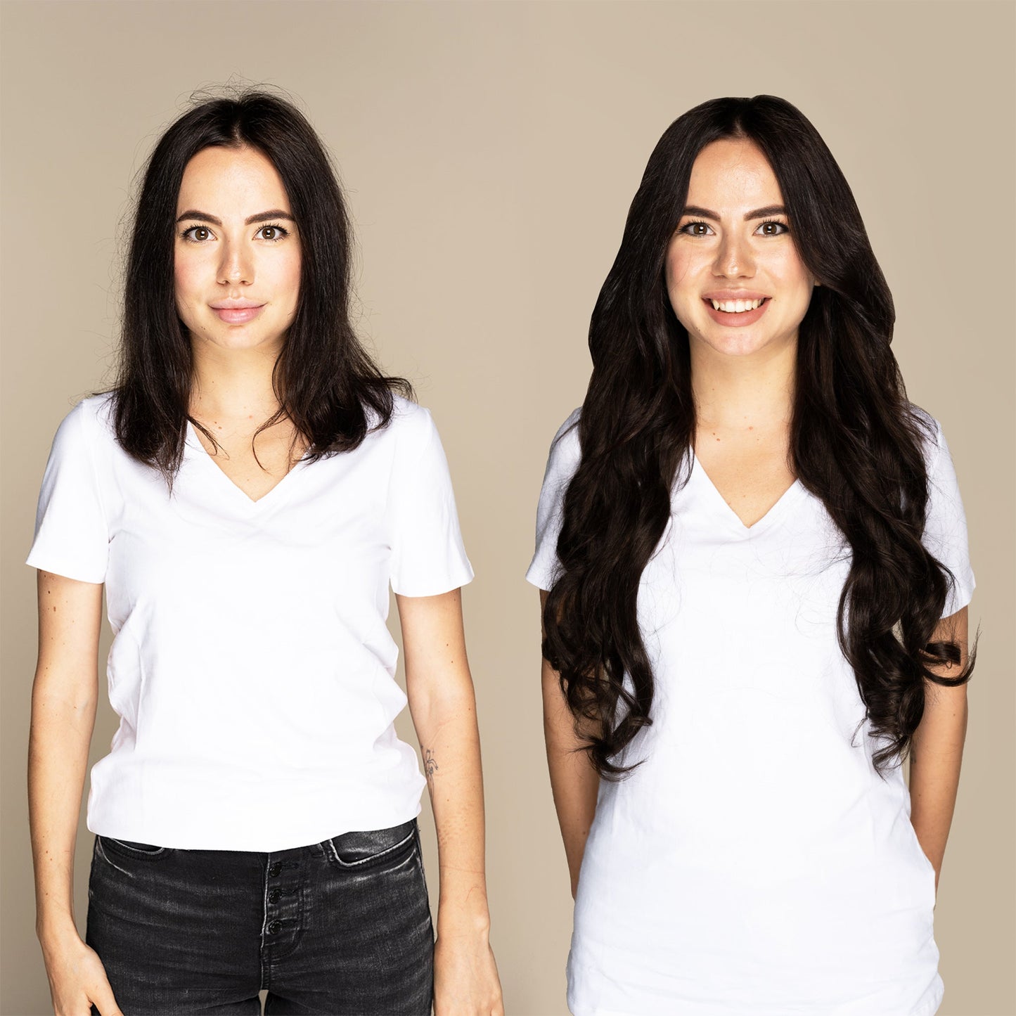The Audrey - #1C Espresso Brown (aka Mocha Brown) 22" Seamless Clip-In Hair Extensions (Volume Bundle)