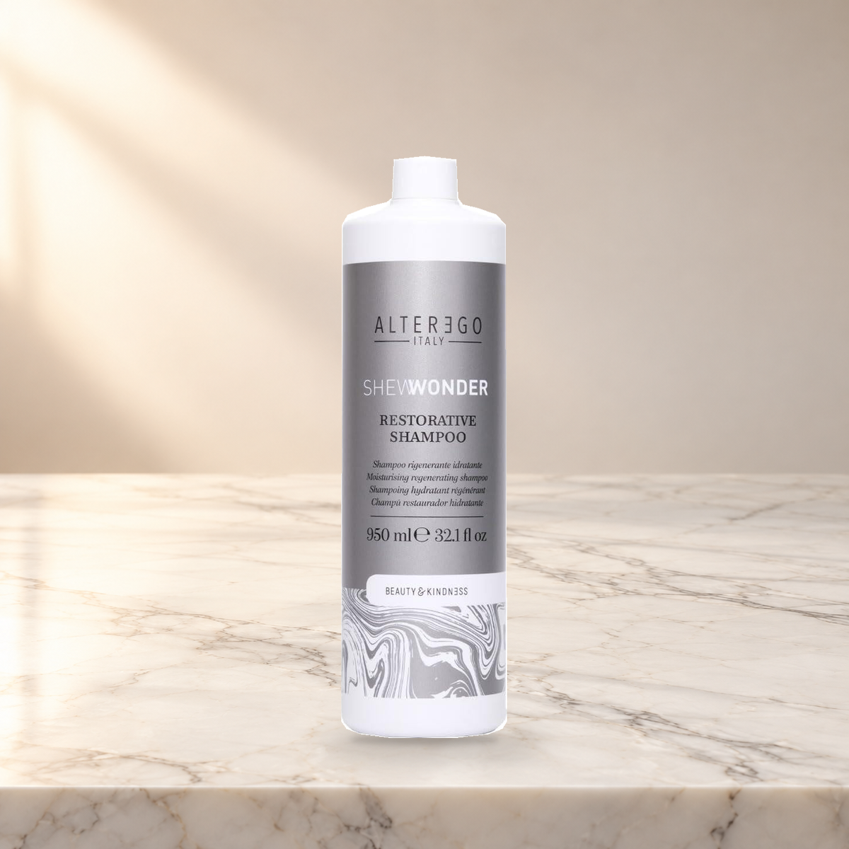 Alter Ego Italy She Wonder — She Wonder Restorative Shampoo / 950 ML / 32.12 oz — product photo on marble countertop