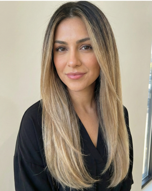 Tape-In 22" 50g Single Donor Virgin - #2/18 Café Noir Balayage (aka Balayage Dark Brown/Dirty Blonde)