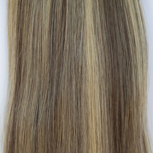Genius (Micro) Weft 20" 80g Pro Blend Hair Extensions - #4/27 Chocolate Brulé (aka Highlight Chocolate Brown)