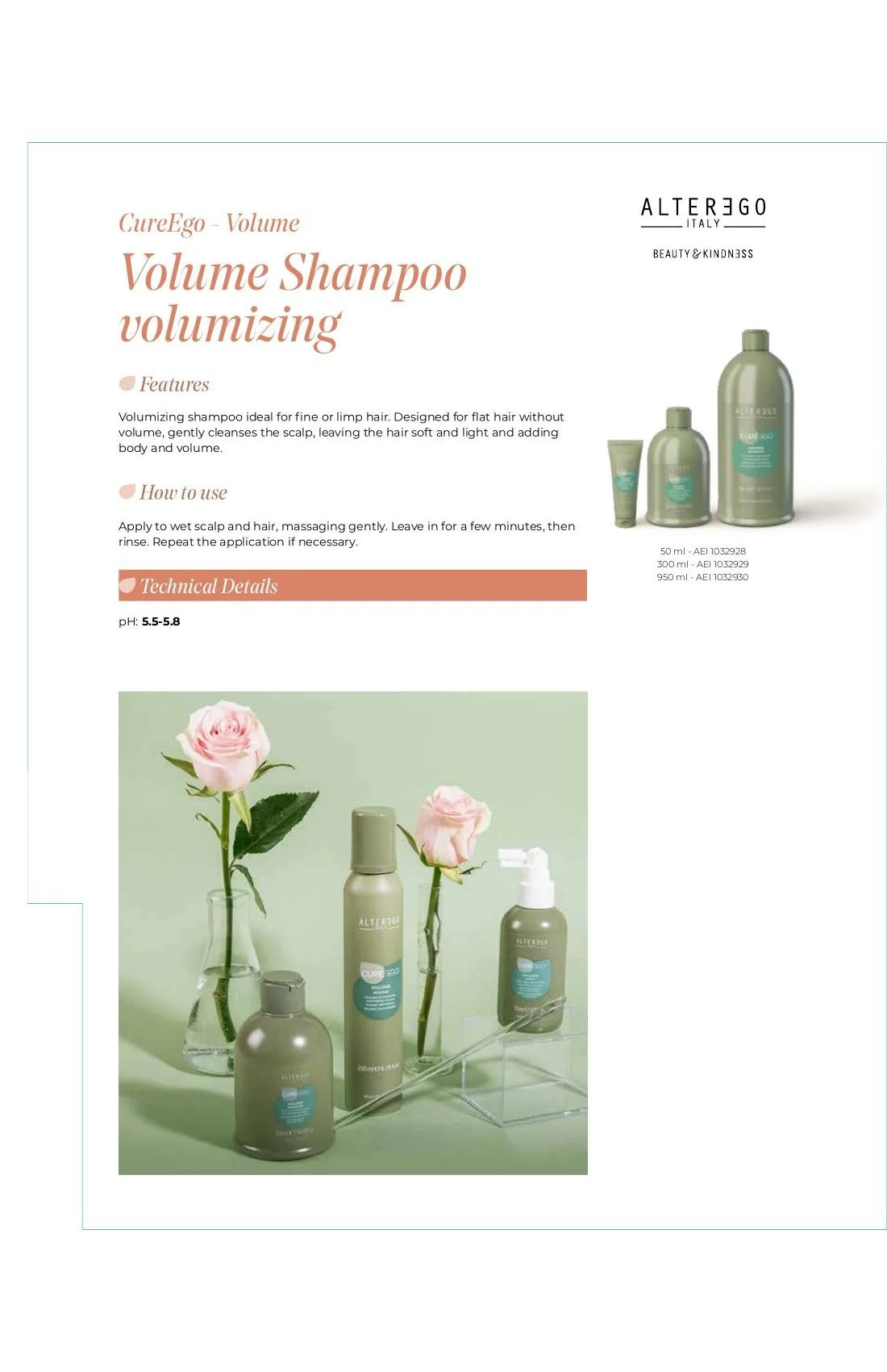 Alter Ego Italy CureEgo — Volume Shampoo / 950 ML / 32.1 oz