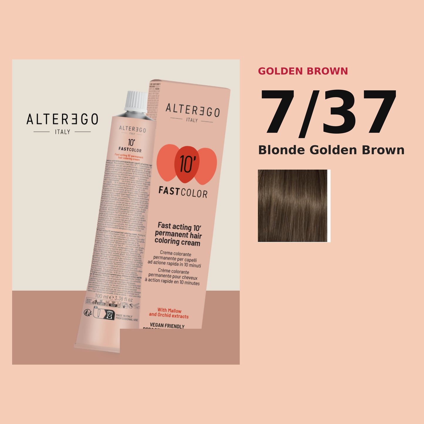 Alter Ego Italy FAST Color 10' 7/37 Blonde Golden Brown hair color