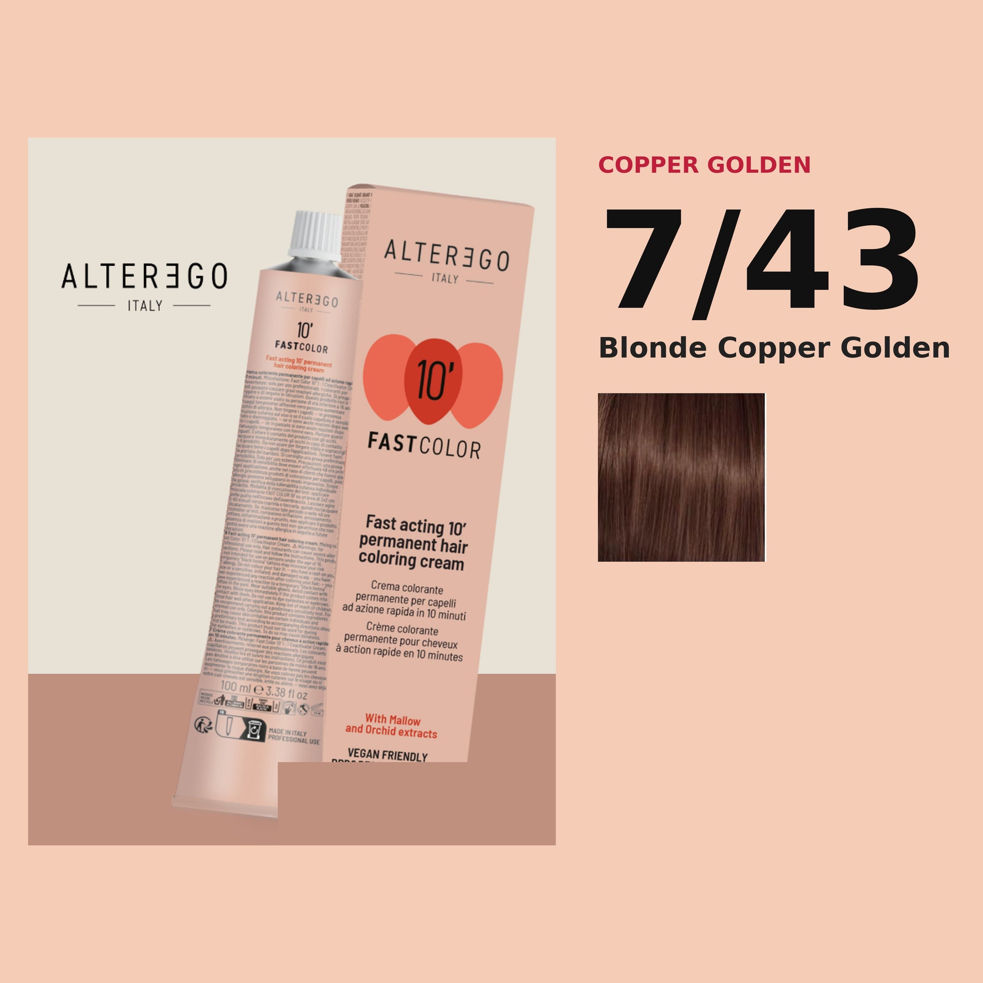 Alter Ego Italy FAST Color 10' 7/43 Blonde Copper Golden hair color