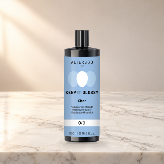 Alter Ego Italy Keep It Glossy — Clear / 500 ML — product photo on marble countertop