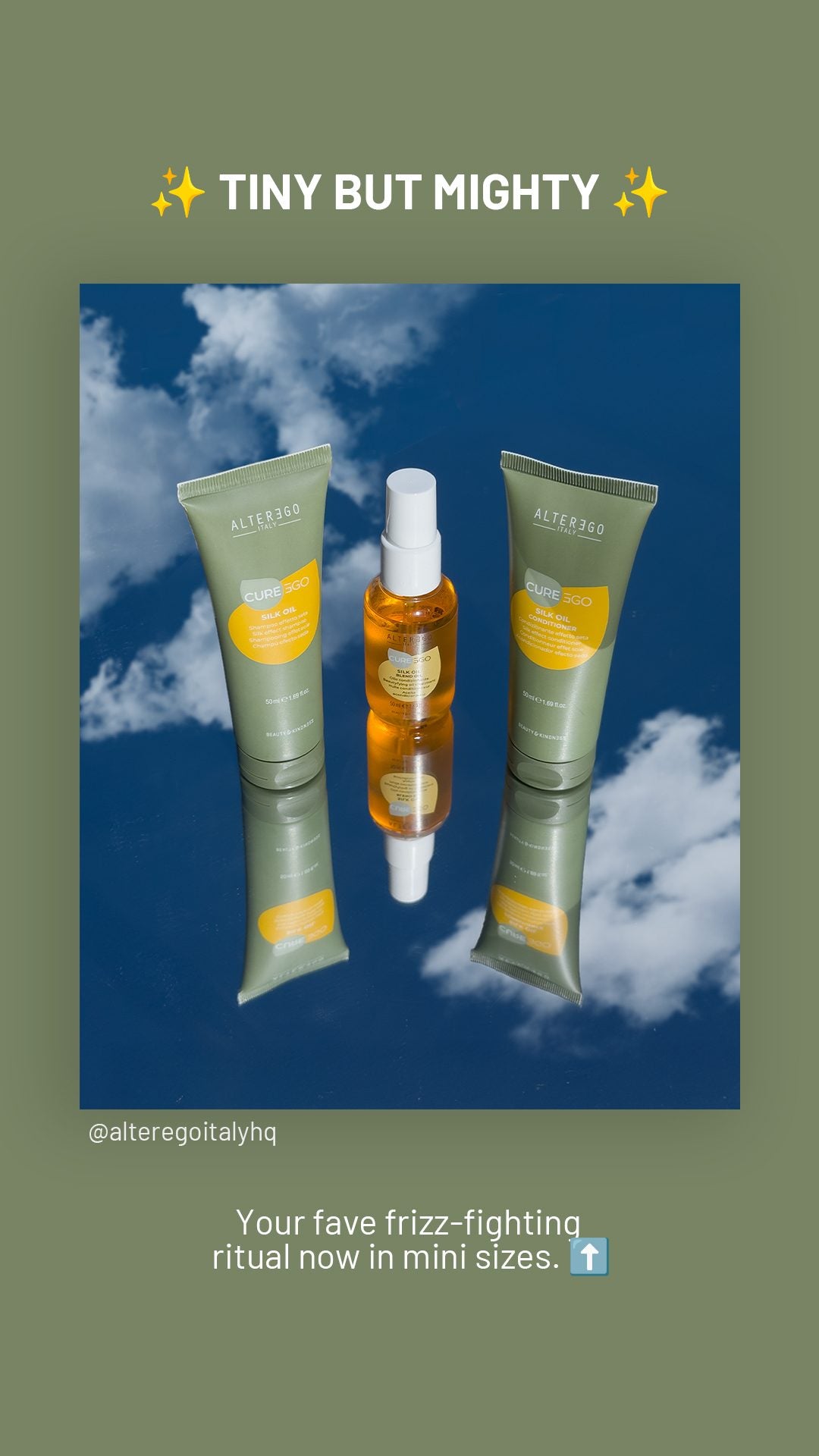 CurEgo Silk Oil mini travel sizes — Tiny But Mighty frizz-fighting ritual by Alter Ego Italy