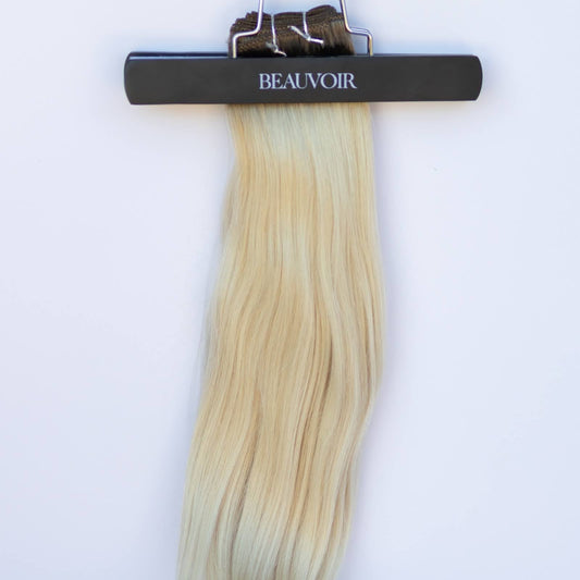 Machine Weft 28" 180g Pro Blend Hair Extensions - #T1CC/80 Smokey Blonde (aka Cool Mochachino Brown/White Blonde)