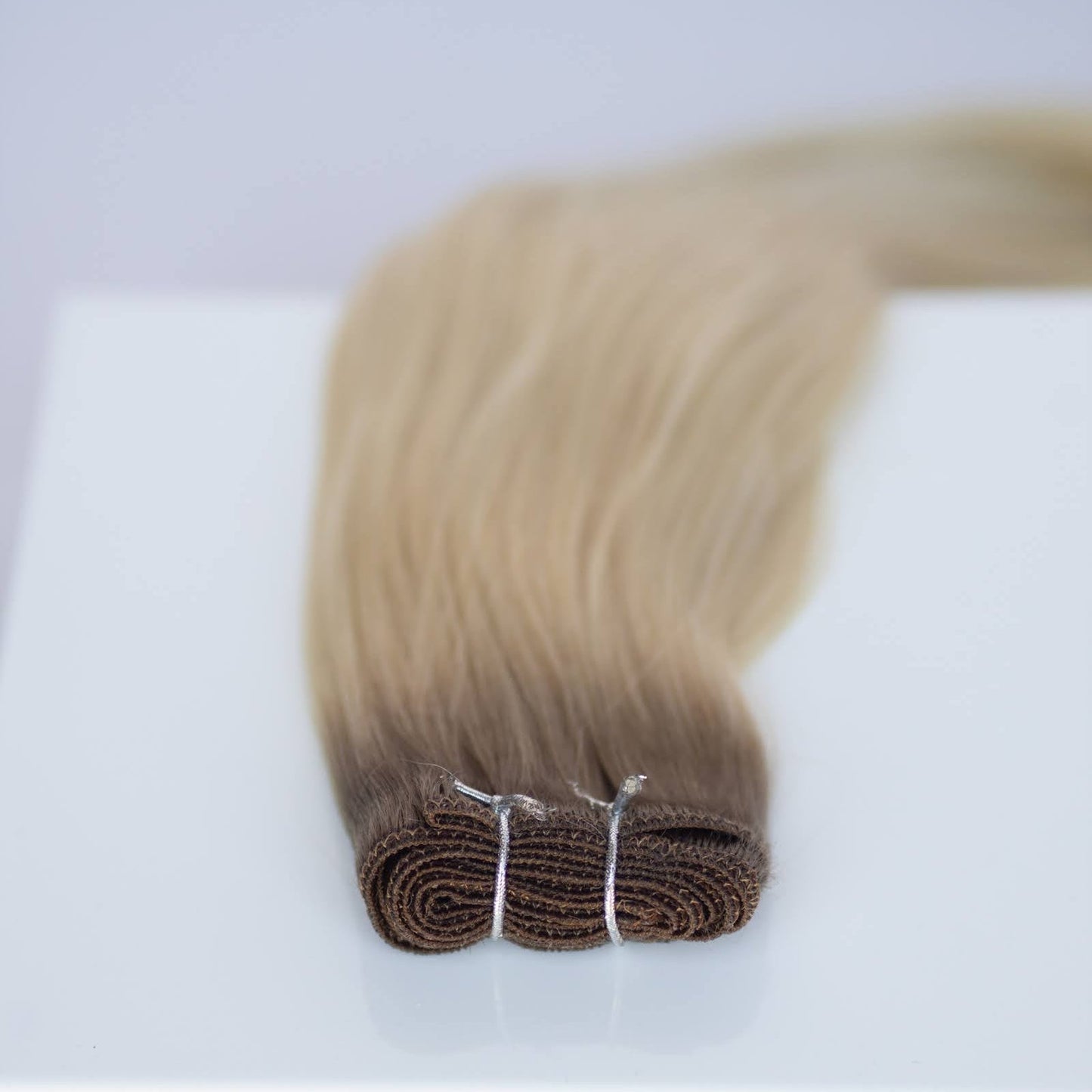 Machine-Tied Weft 22" 160g Pro Blend Hair Extensions - #T1CC/80 Smokey Blonde (aka Cool Mochachino Brown/White Blonde)