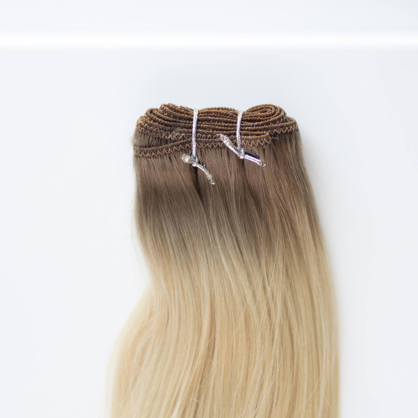 Machine-Tied Weft 22" 160g Pro Blend Hair Extensions - #T1CC/80 Smokey Blonde (aka Cool Mochachino Brown/White Blonde)