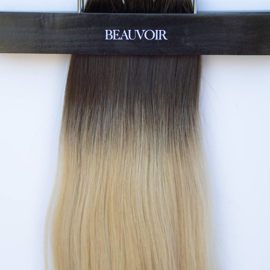 Machine-Tied Weft 22" 160g Pro Blend Hair Extensions - #2/18 Café Noir Balayage (aka Balayage Dark Brown/Dirty Blonde)