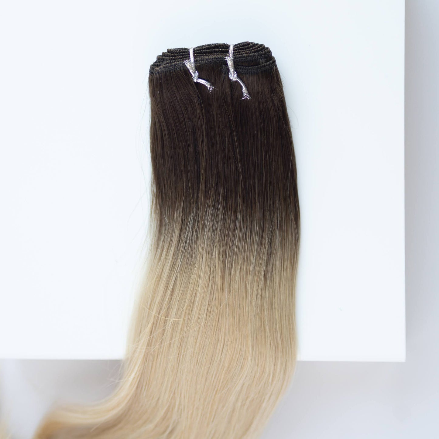 Machine-Tied Weft 20" 150g Pro Blend Hair Extensions - #2/18 Café Noir Balayage (aka Balayage Dark Brown/Dirty Blonde)
