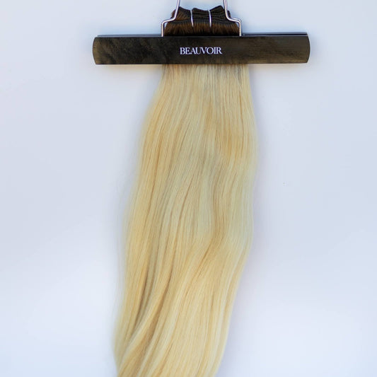 Machine-Tied Weft 24" 170g Pro Blend Hair Extensions - #T3/60 Cocoa Rooted Blonde (aka Rooted Walnut Brown/Ash Blonde)