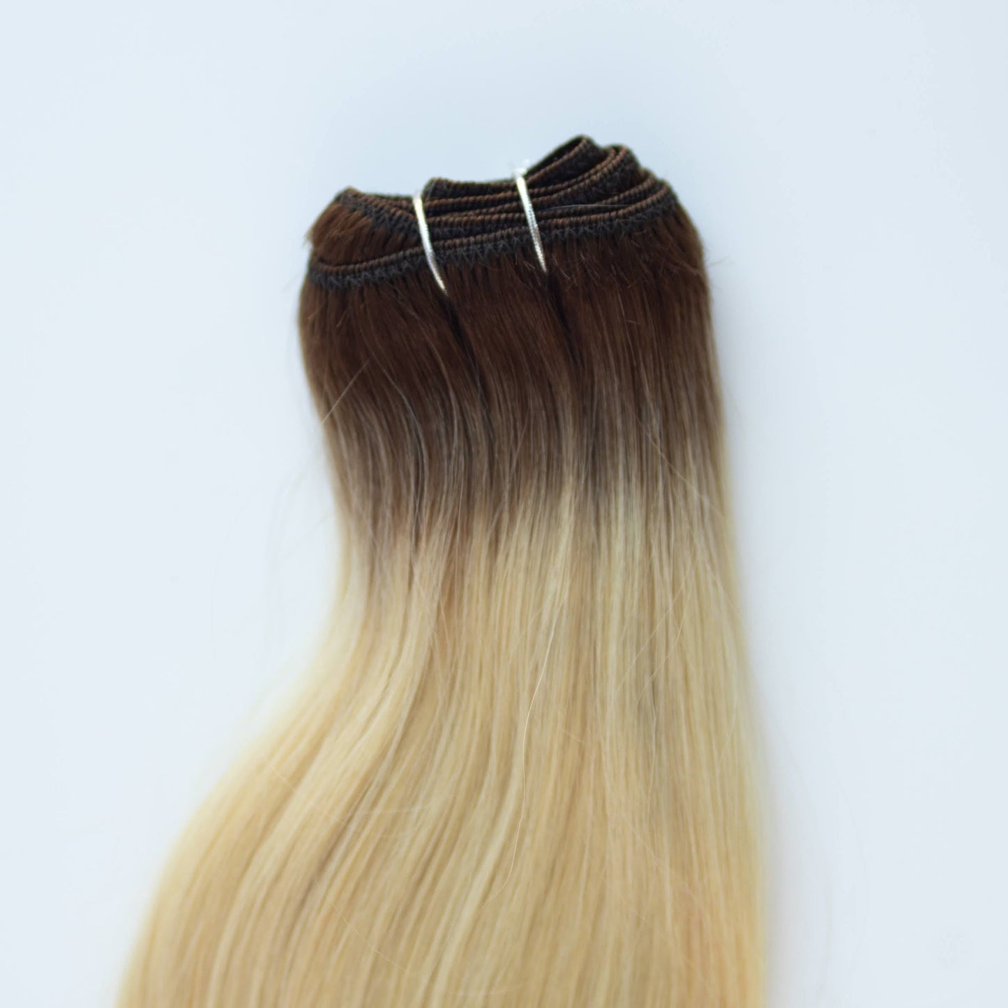 Machine-Tied Weft 22" 160g Pro Blend Hair Extensions - #T3/60 Cocoa Rooted Blonde (aka Rooted Walnut Brown/Ash Blonde)