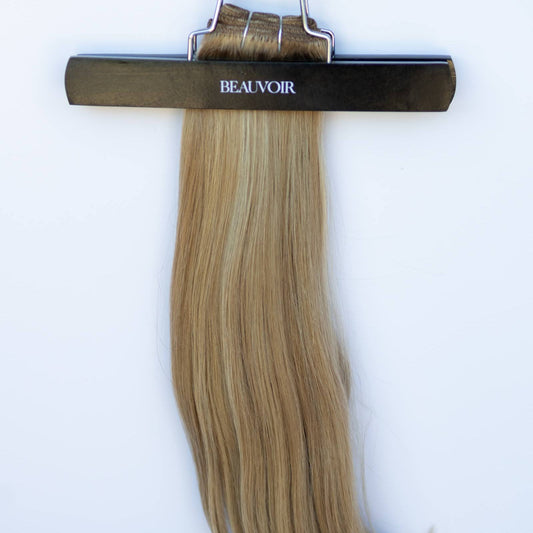 Machine-Tied Weft 20" 145g Pro Blend Hair Extensions - #6/18 Sea Salt & Caramel (aka Highlight Hot Toffee Blonde)