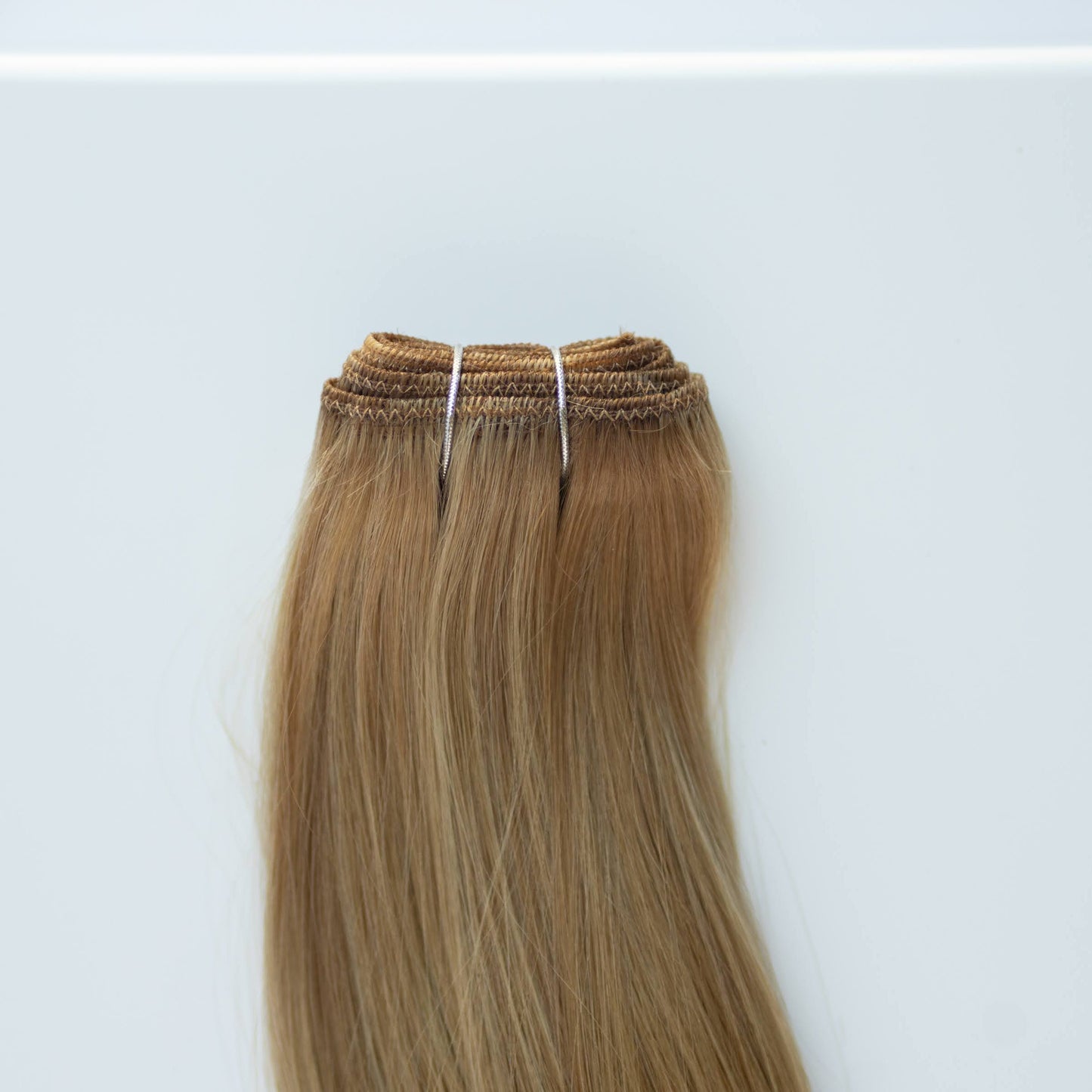 Machine-Tied Weft 28" 180g Pro Blend Hair Extensions - #6/18 Sea Salt & Caramel (aka Highlight Hot Toffee Blonde)