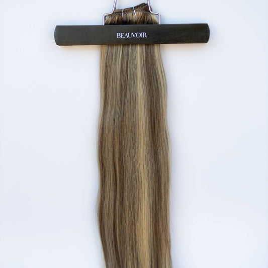Machine-Tied Weft 24" 170g Professional Hair Extensions - #4/27 Chocolate Brulé (aka Highlight Chocolate Brown)