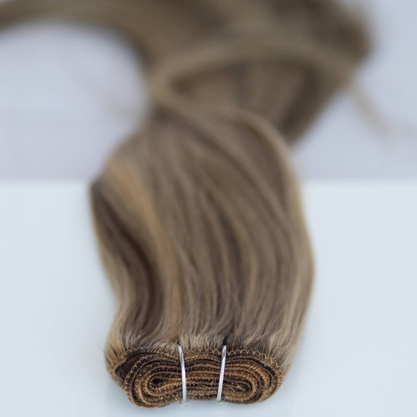 Machine-Tied Weft 24" 170g Professional Hair Extensions - #4/27 Chocolate Brulé (aka Highlight Chocolate Brown)