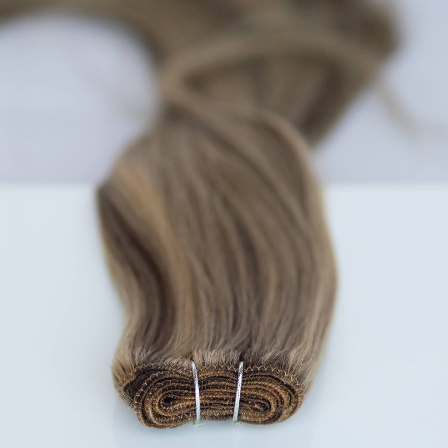 Machine-Tied Weft 20" 145g Single Donor Virgin - #4/27 Chocolate Brulé (aka Highlight Chocolate Brown)