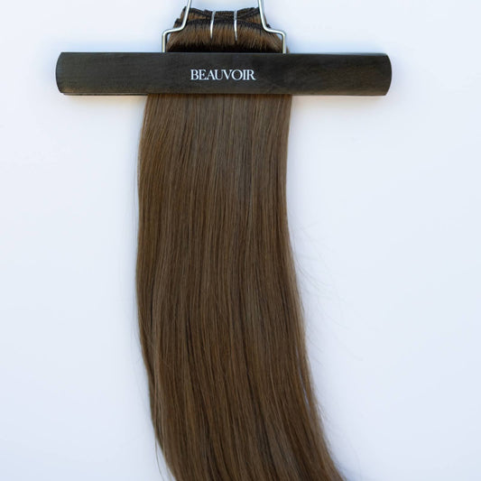 Machine-Tied Weft 20" 145g Pro Blend Hair Extensions -  #4 Roasted Walnut (aka Chocolate Brown)