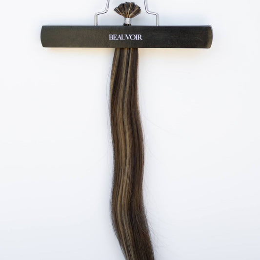 K-Tip 20" 25g Pro Blend Hair Extensions - #1B/2/6 Dark Chocolate Caramel (aka Piano Key Chocolate Drip)