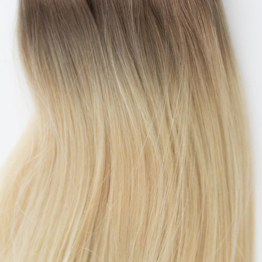 Tape-In 18" 50g Single Donor Virgin - #T1CC/80 Smokey Blonde (aka Cool Mochachino Brown/White Blonde)