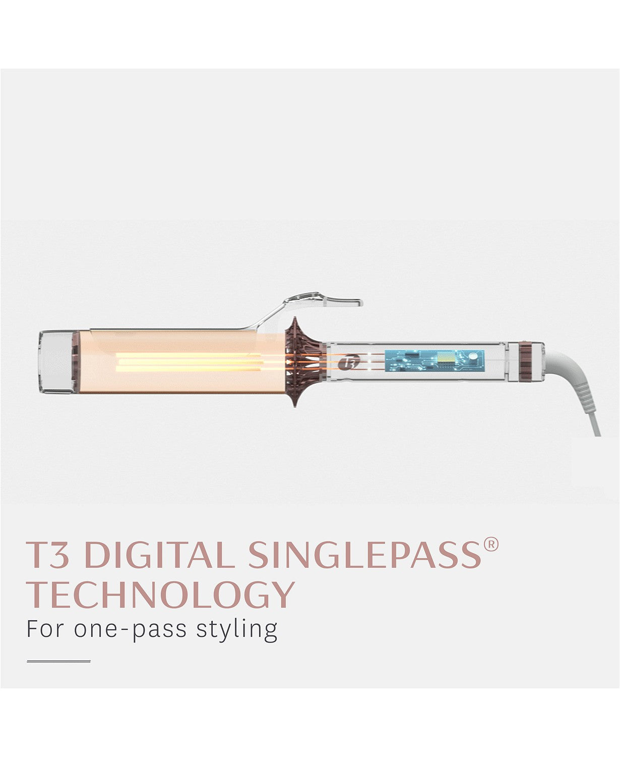 T3 BodyWaver 1.75 Professional Ceramic Styling Iron for Waves and Volume (White & Rose Gold)