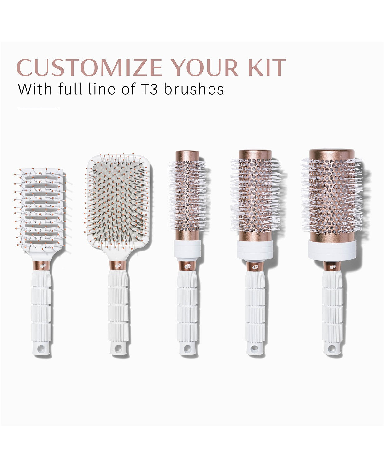 T3 Volume Professional Round and Flat Paddle Brushes (5 Styles to choose from)